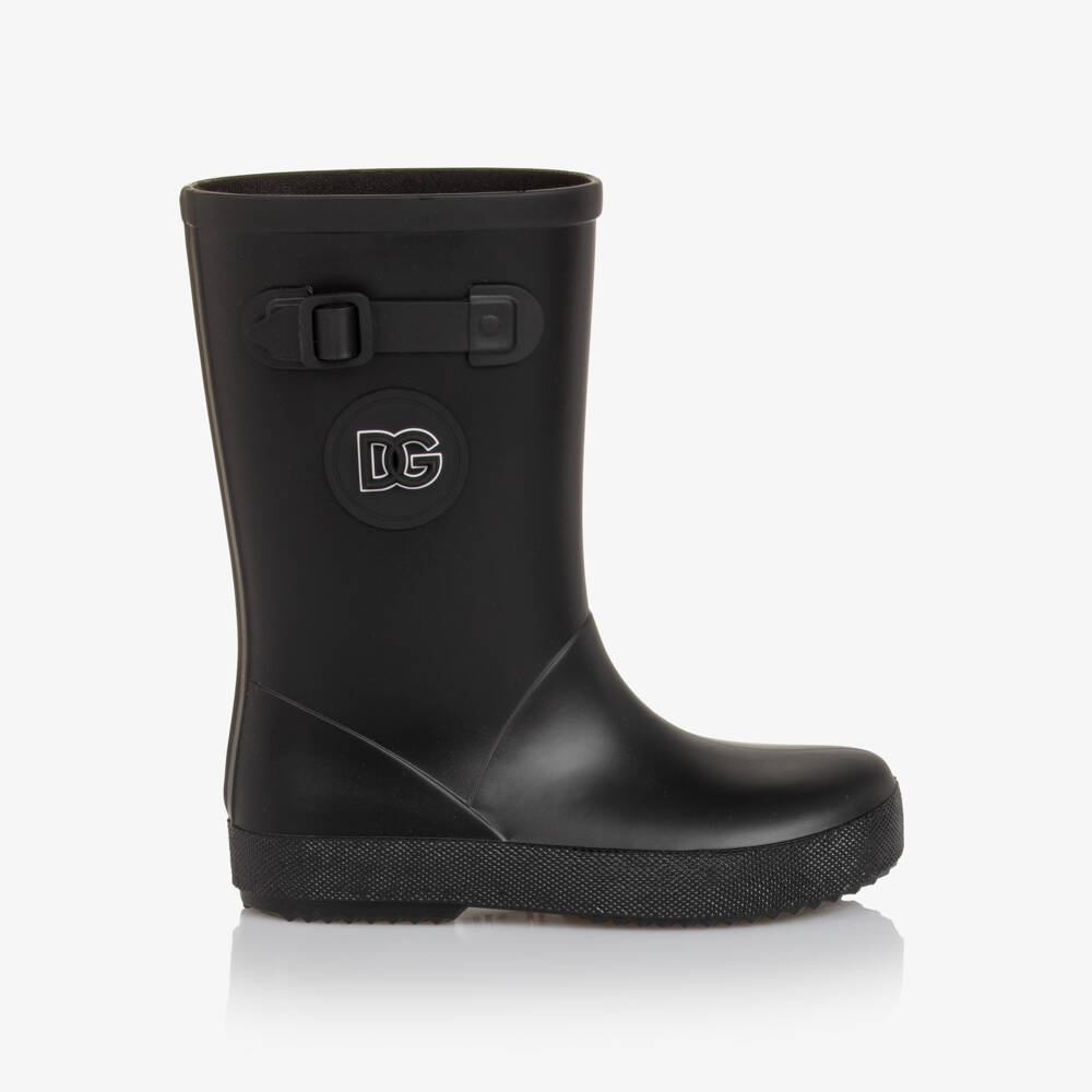 Dolce & Gabbana-Black Logo Wellies | Childrensalon Outlet