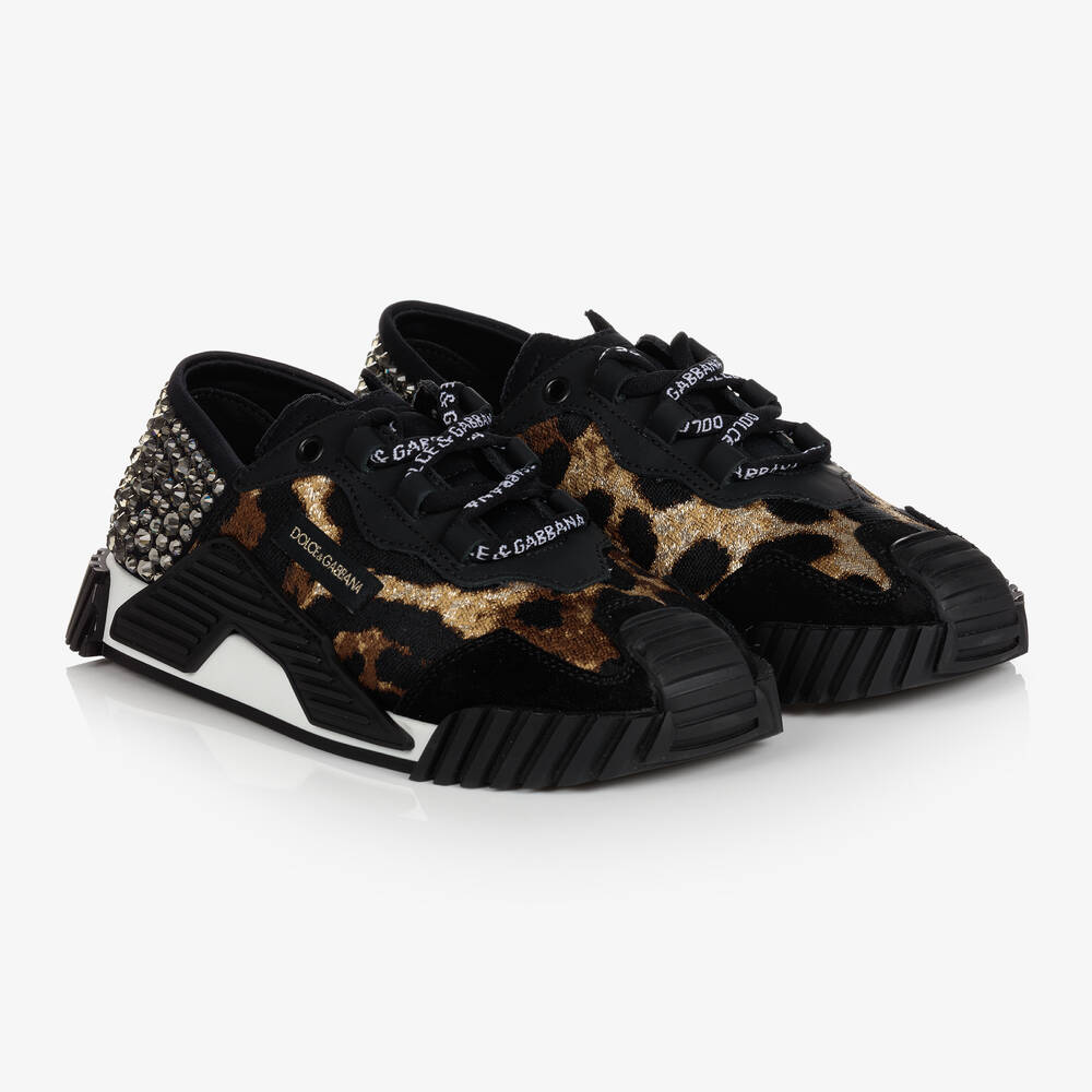 Dolce & Gabbana - Черные кроссовки NS1 с леопардовым принтом | Childrensalon