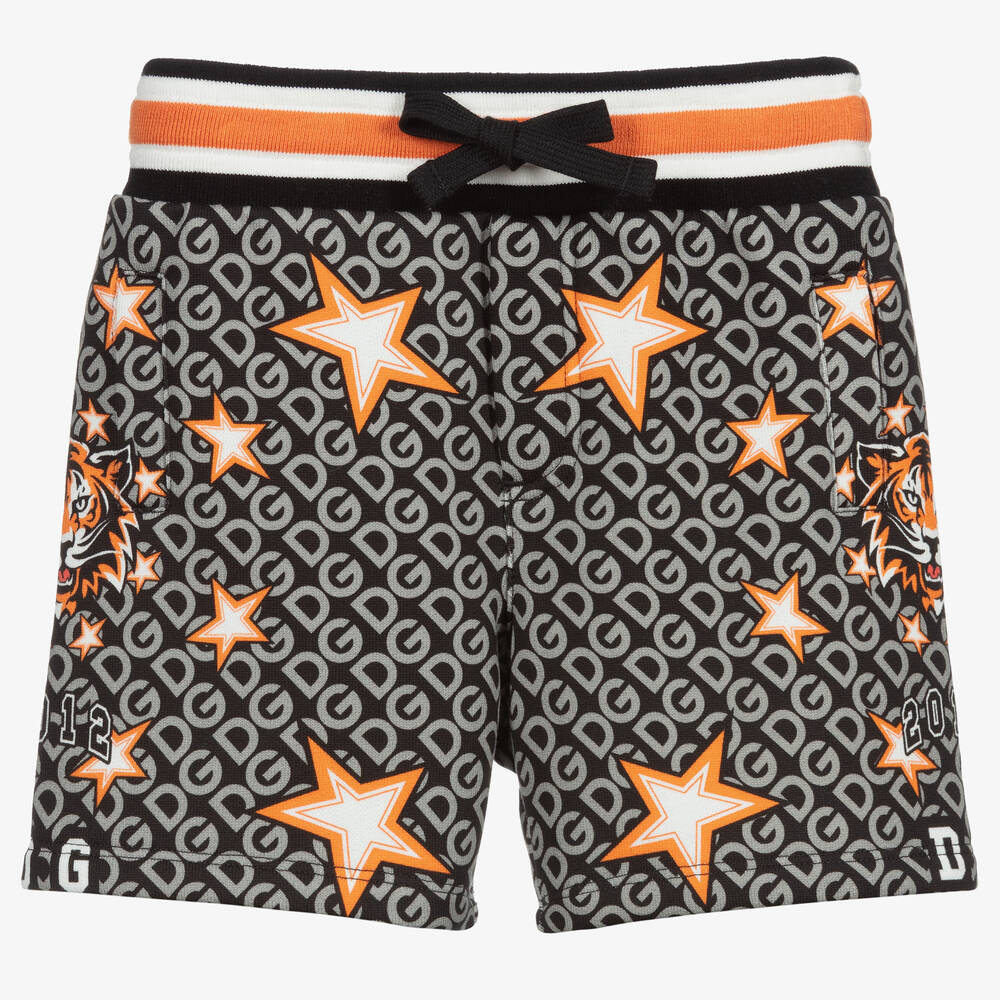 Dolce & Gabbana - Baumwollshorts in Schwarz und Orange | Childrensalon