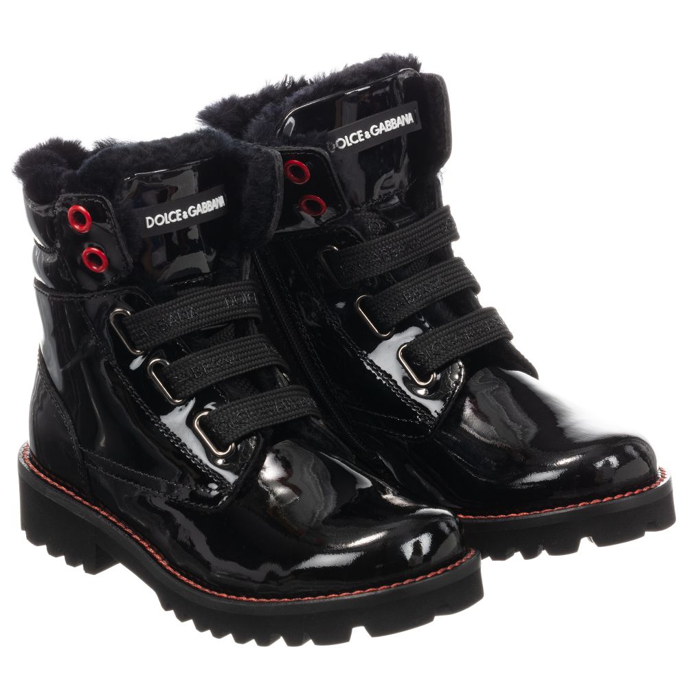 Dolce & Gabbana - Black Patent Leather Boots | Childrensalon
