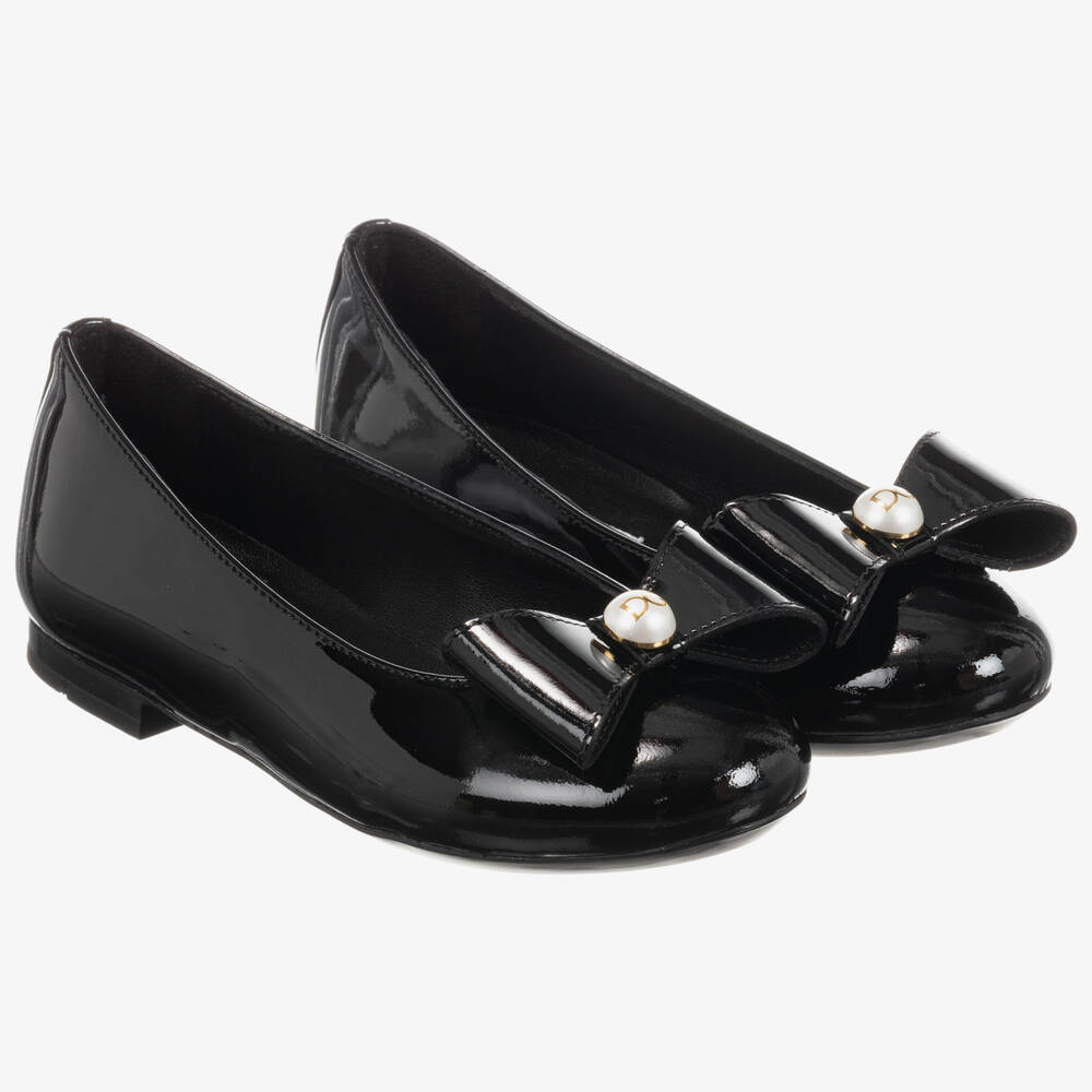Dolce & Gabbana - حذاء جلد لامع لون أسود للبنات  | Childrensalon