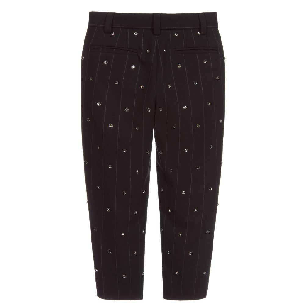 Dolce & Gabbana-Black Pinstripe Wool Trousers | Childrensalon Outlet
