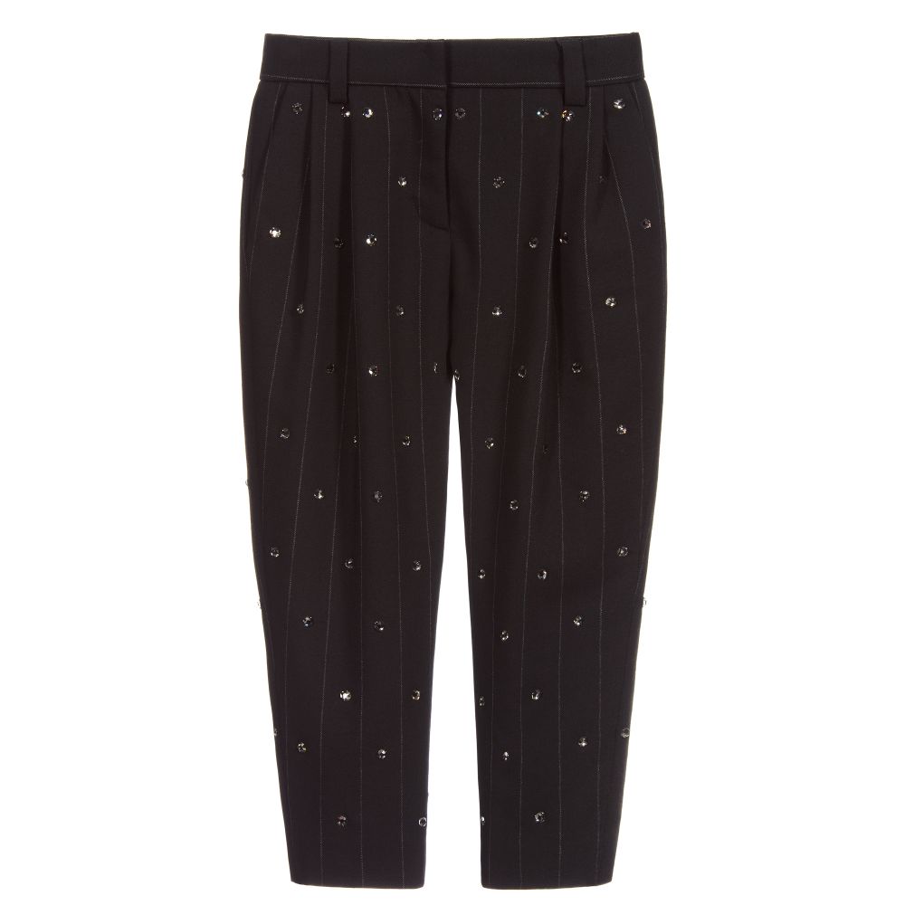 Dolce & Gabbana - Black Pinstripe Wool Trousers | Childrensalon