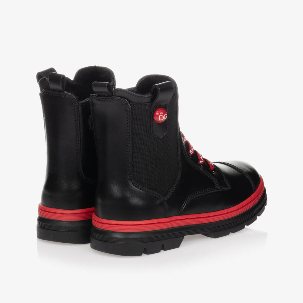 Dolce & Gabbana-Black & Red Leather Boots | Childrensalon Outlet