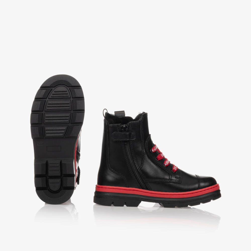 Dolce & Gabbana-Black & Red Leather Boots | Childrensalon Outlet