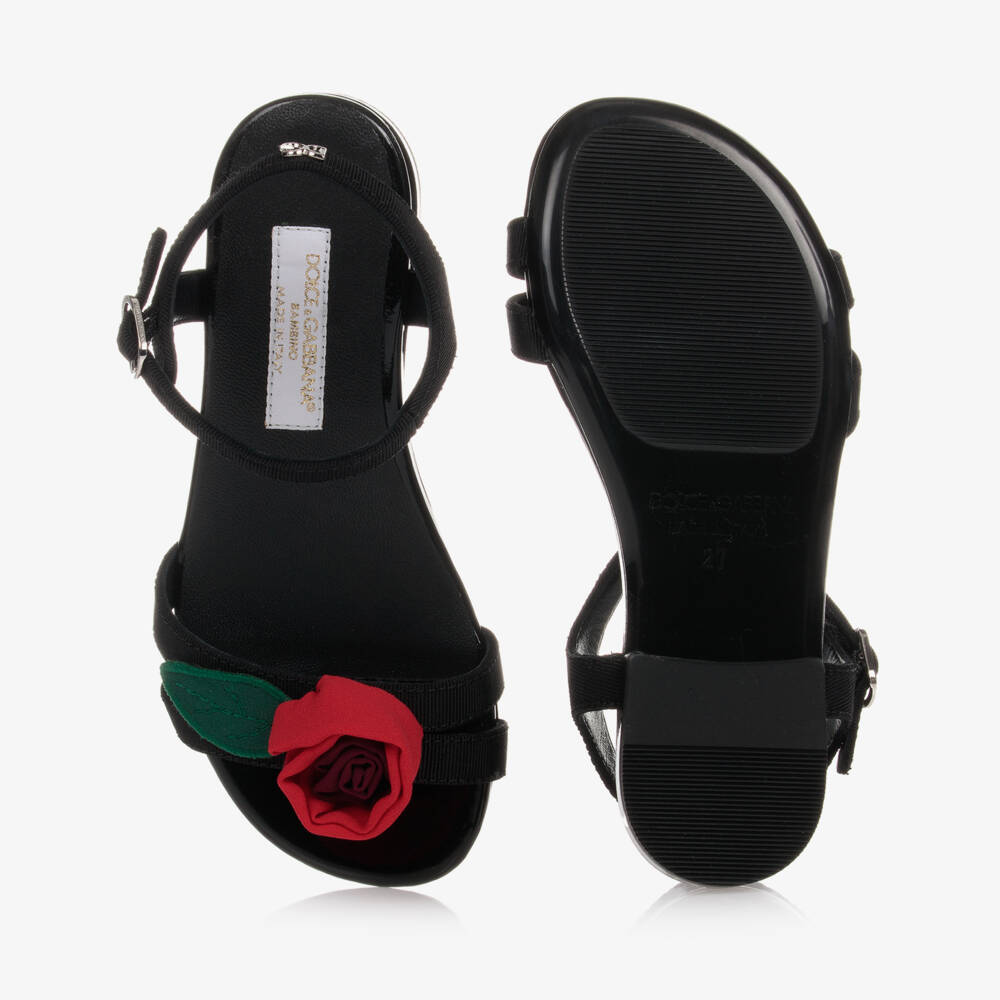 Dolce & Gabbana-صندل فيسكوز و جلد لون أسود للبنات | Childrensalon Outlet