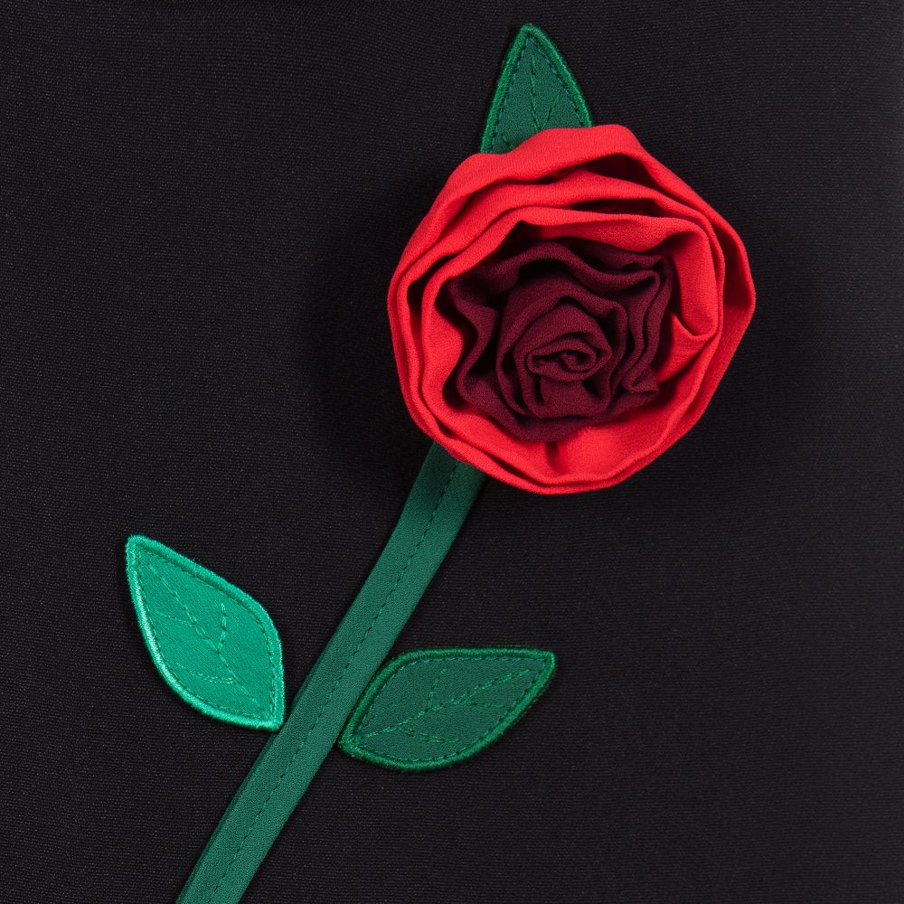 dolce and gabbana black dress with red roses