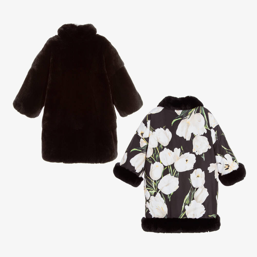 Dolce & Gabbana-Black Reversible Fur Coat | Childrensalon Outlet