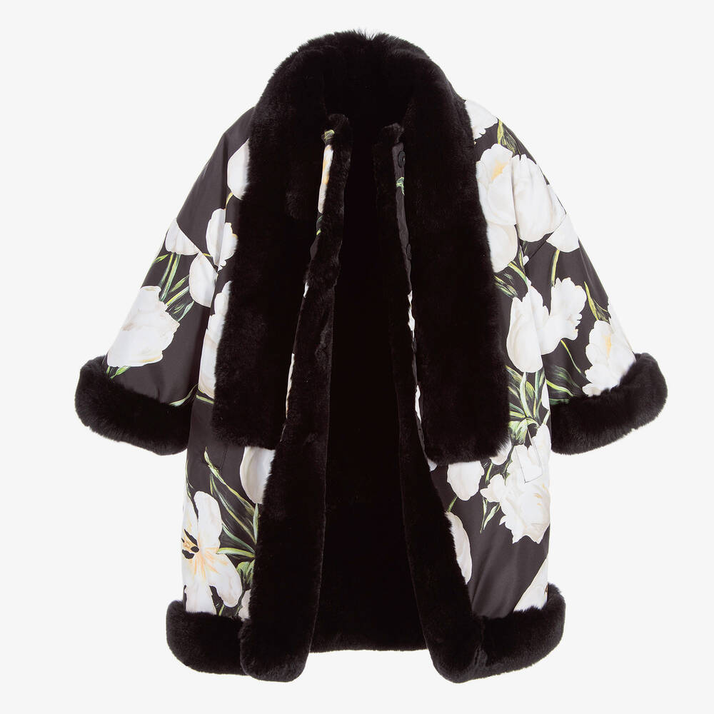 Dolce & Gabbana-Black Reversible Fur Coat | Childrensalon Outlet