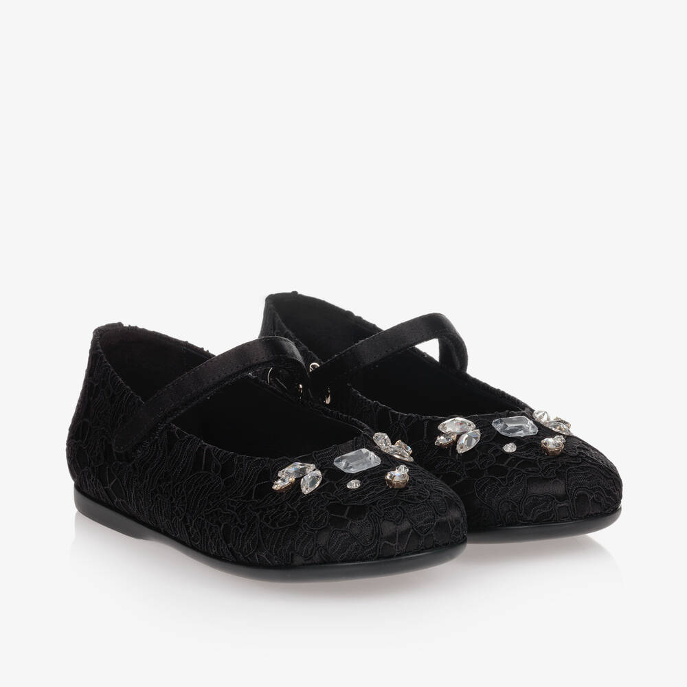 Black Satin Lace Shoes