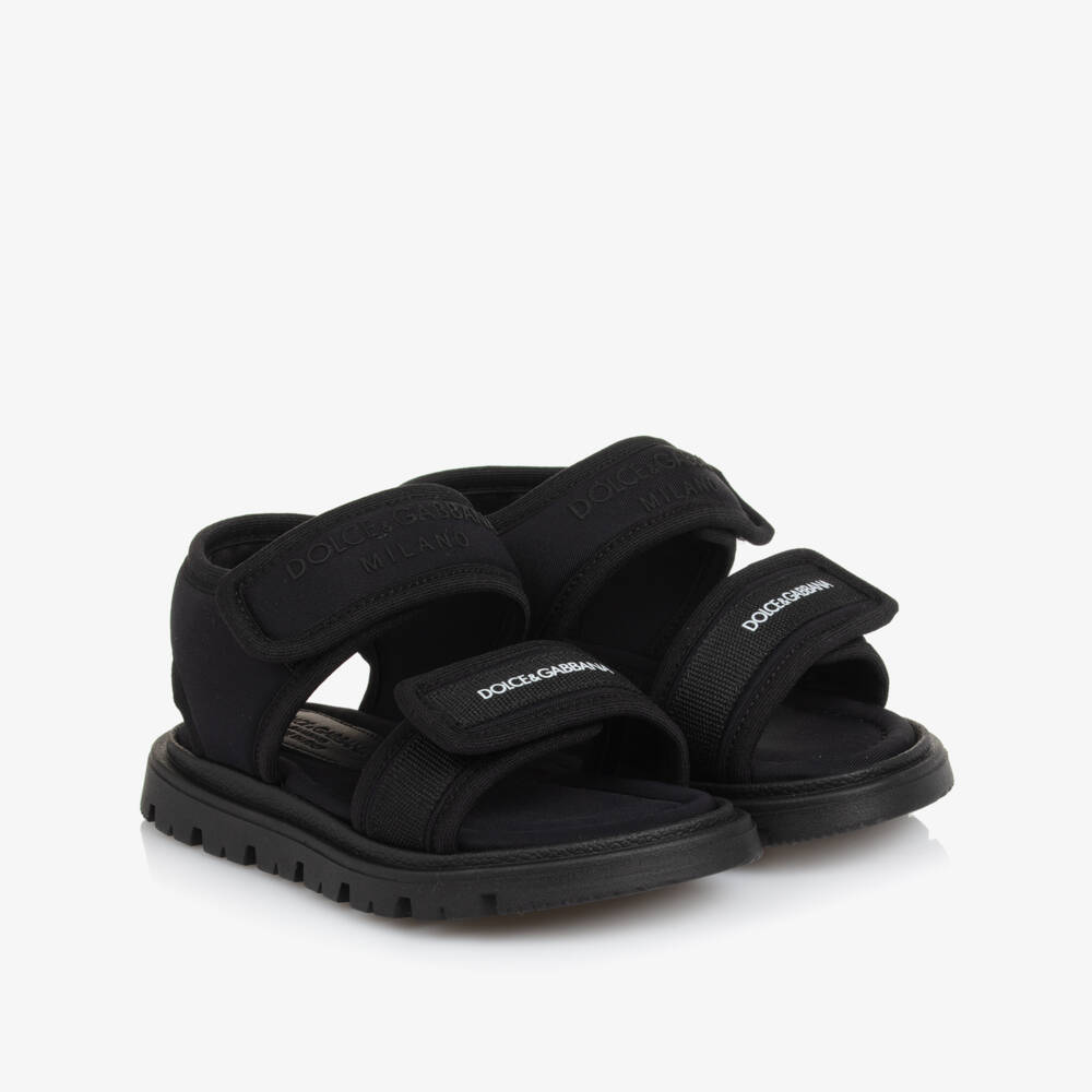 Dolce & Gabbana-Black Velcro Baby Sandals | Childrensalon Outlet