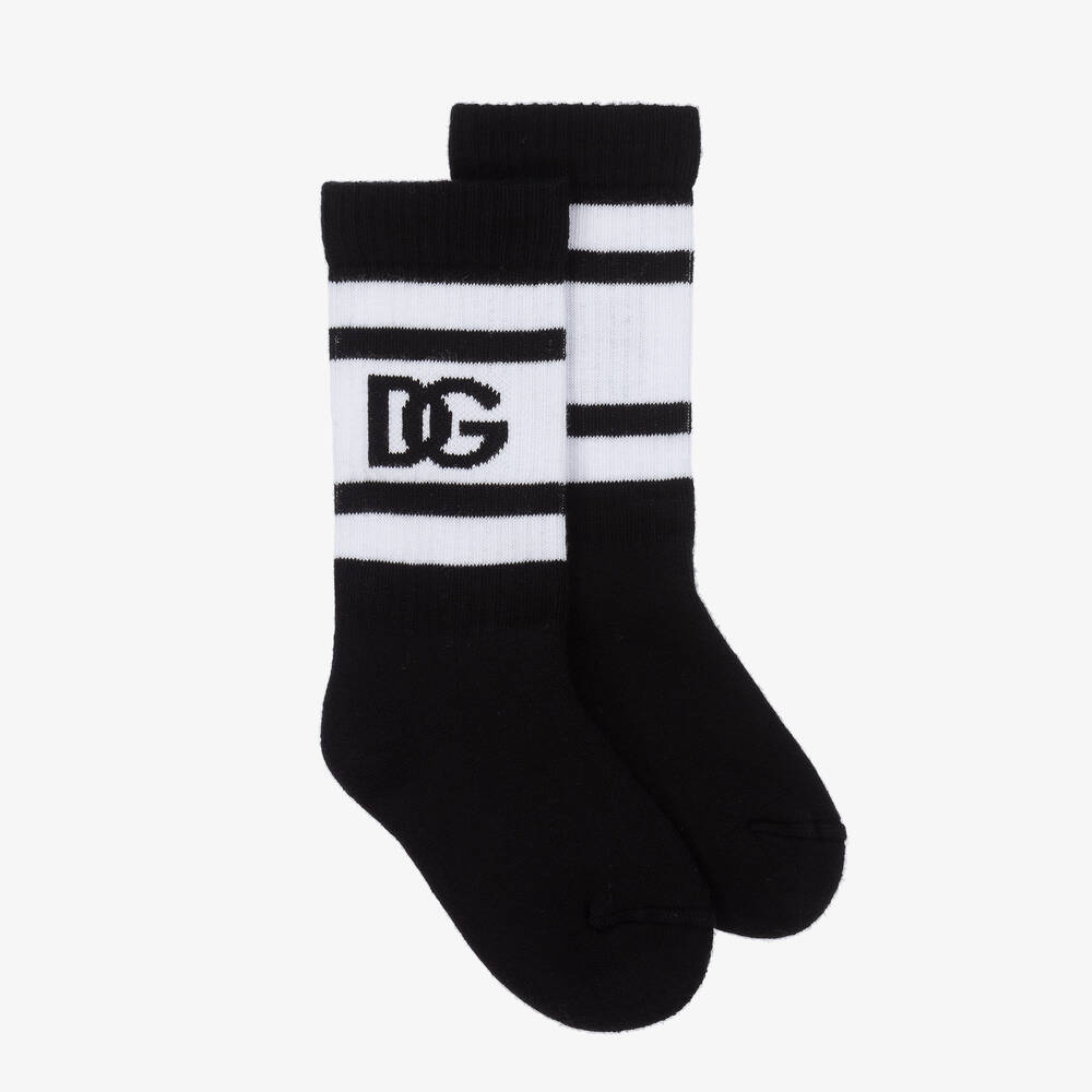 Dolce & Gabbana-Black & White DG Cotton Socks  | Childrensalon Outlet