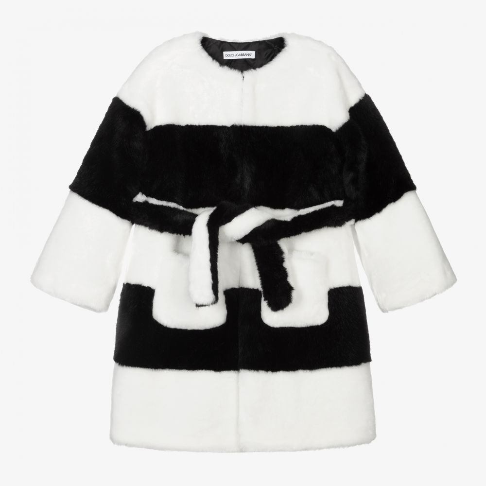 Dolce & Gabbana-Черно-белая шуба из искусственного меха | Childrensalon Outlet