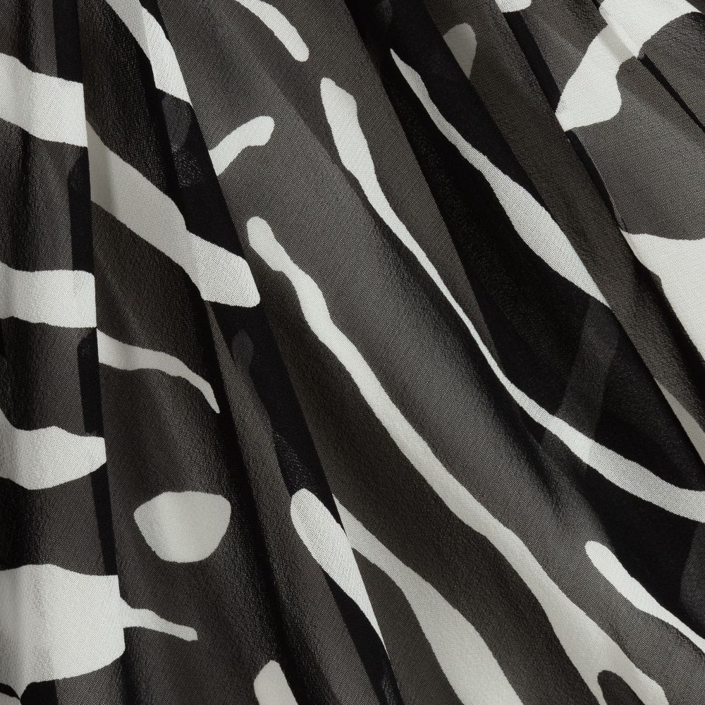 دولتشي آند غابانا-فستان حرير شيفون لون أسود وأبيض | Childrensalon Outlet