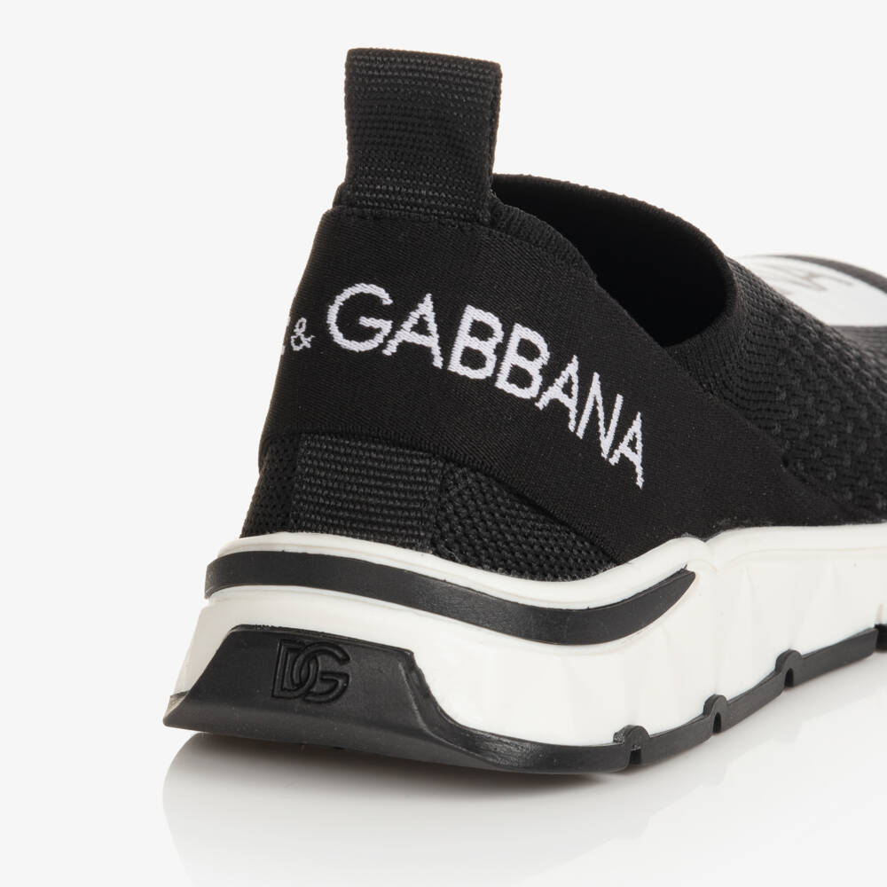 Dolce & Gabbana-Black & White Slip-On Trainers | Childrensalon Outlet