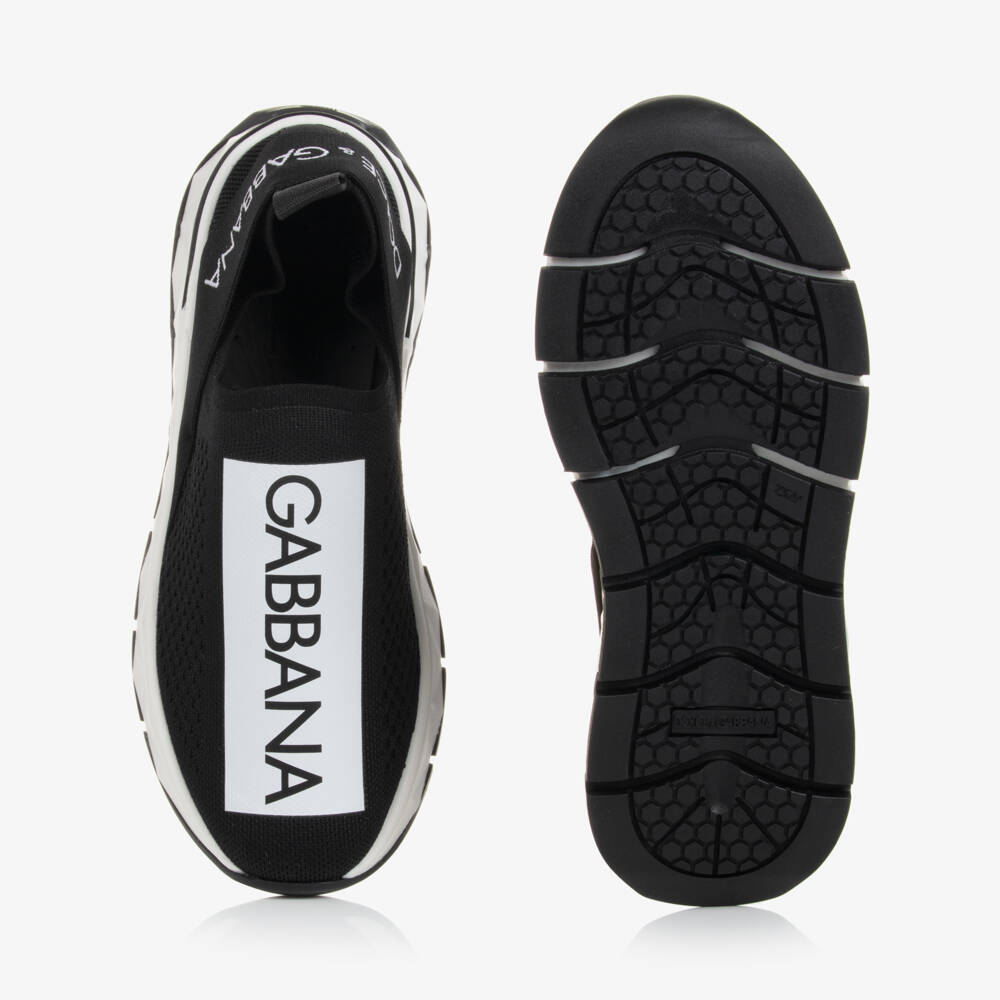 Dolce & Gabbana-Black & White Slip-On Trainers | Childrensalon Outlet
