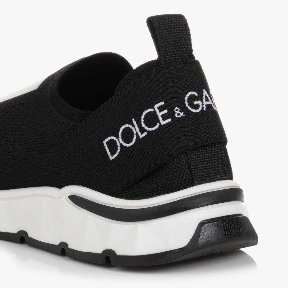 Dolce & Gabbana-Black & White Slip-On Trainers | Childrensalon Outlet