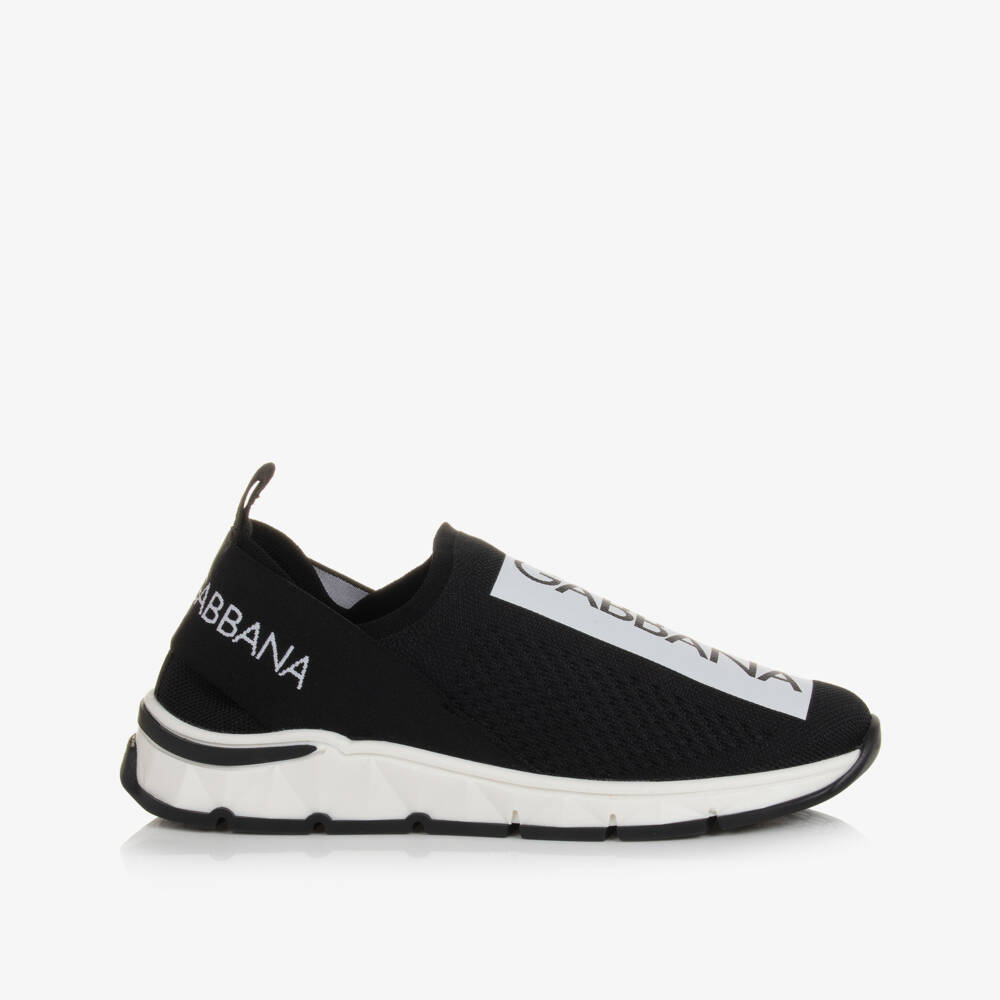 Dolce & Gabbana-Black & White Slip-On Trainers | Childrensalon Outlet