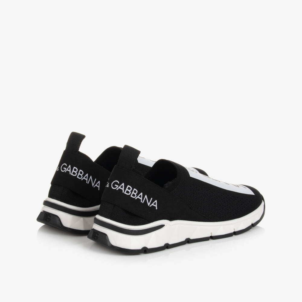 Dolce & Gabbana-Black & White Slip-On Trainers | Childrensalon Outlet