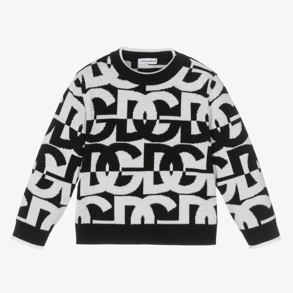 Dolce & Gabbana - Черно-белый шерстяной свитер для малышей | Childrensalon