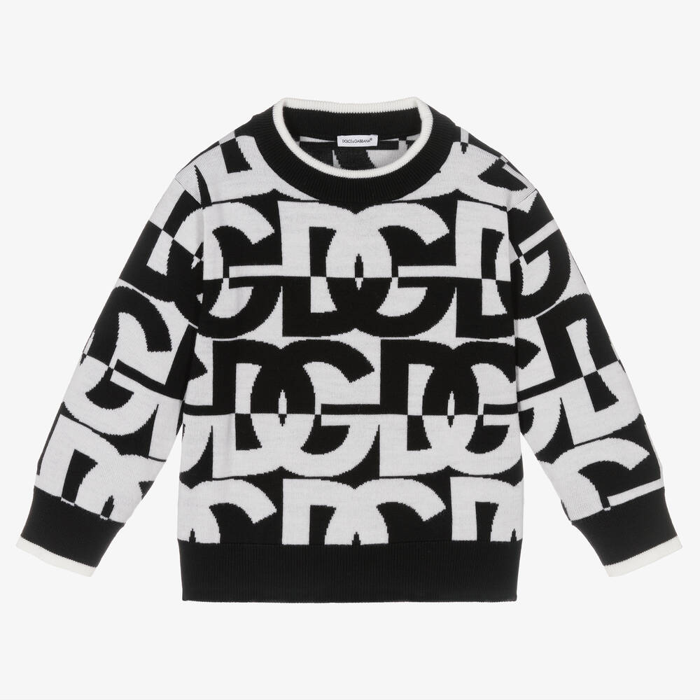 Dolce & Gabbana - Черно-белый шерстяной свитер | Childrensalon