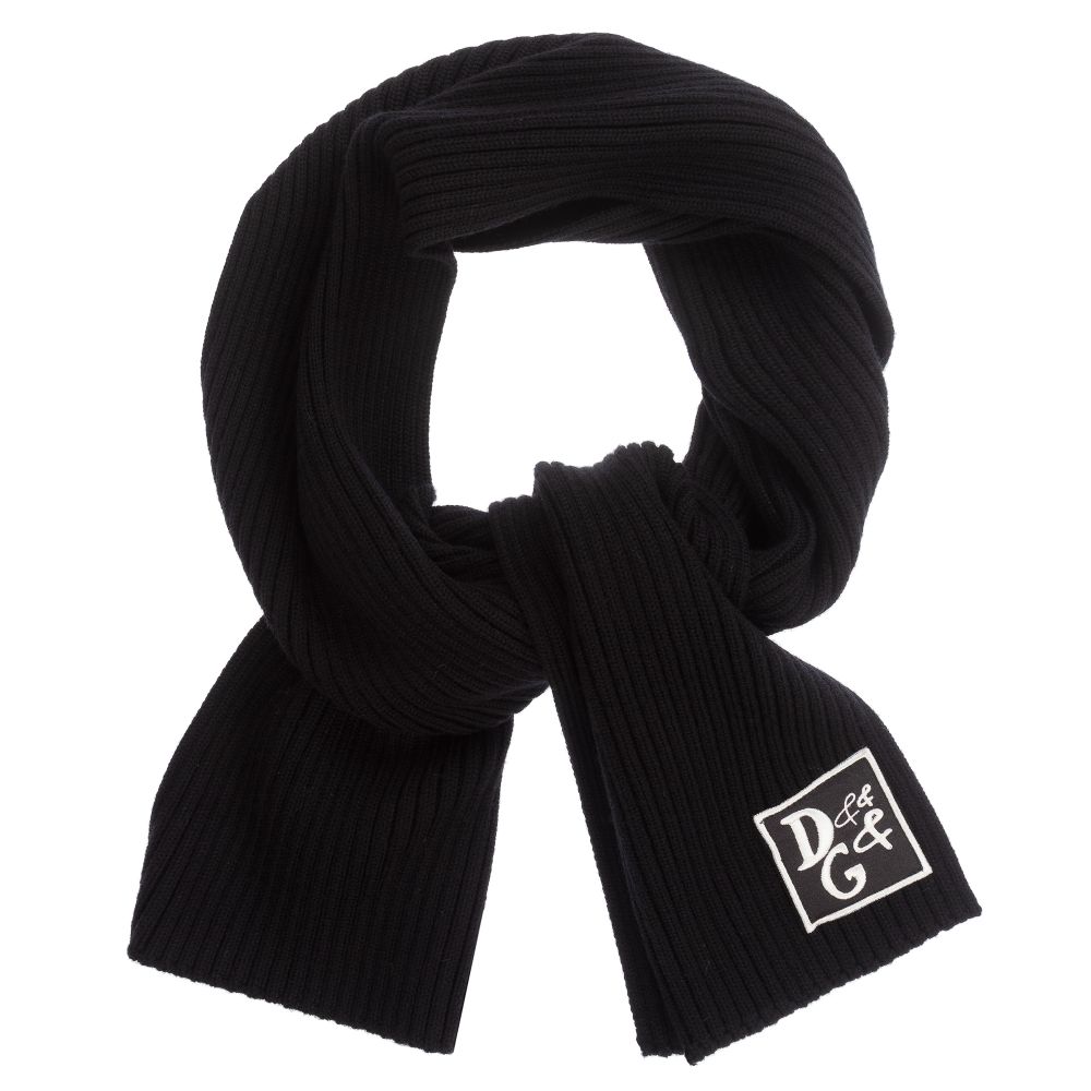 Dolce & Gabbana - Black Wool Logo Scarf | Childrensalon