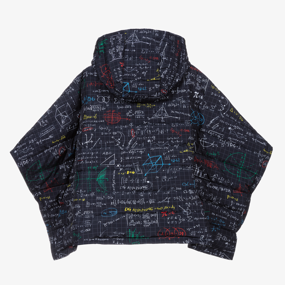 Dolce & Gabbana-Синий утепленный кейп с принтом Algebra | Childrensalon Outlet