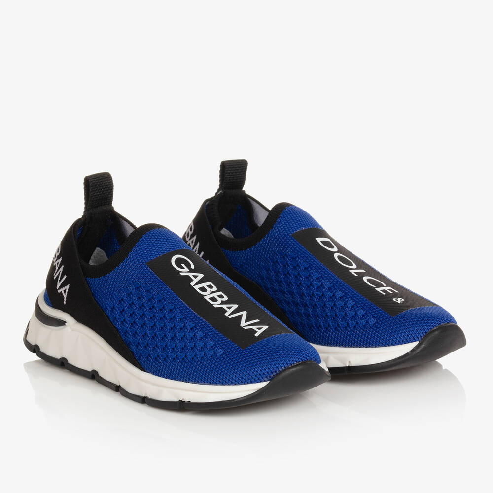 Dolce & Gabbana-Blue & Black Slip On Trainers | Childrensalon Outlet