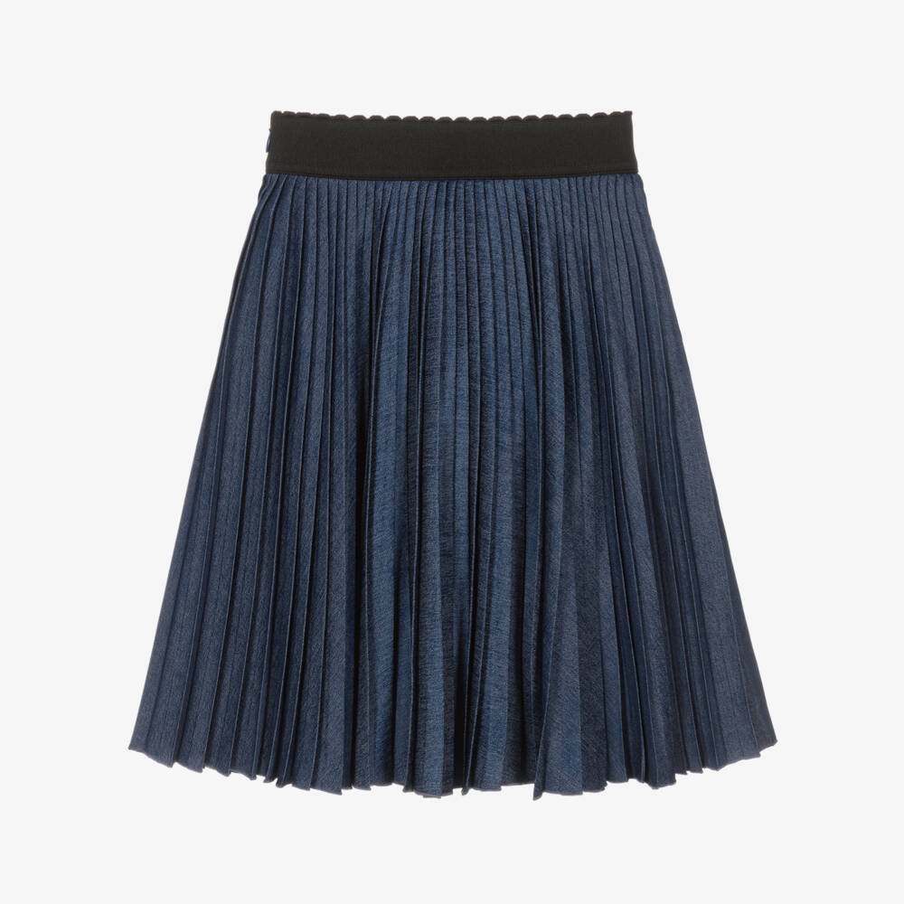 Dolce & Gabbana-Blue Chambray Long Pleated Skirt | Childrensalon Outlet