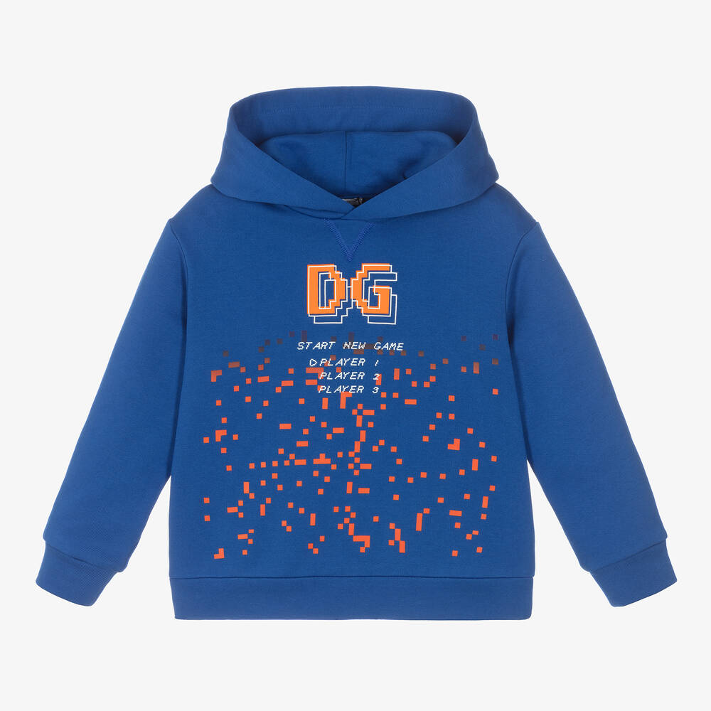 Dolce & Gabbana - Sweat à capuche bleu en coton | Childrensalon