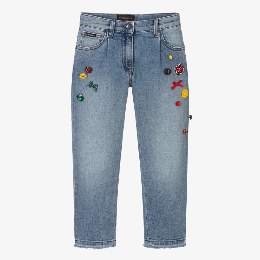 Dolce & Gabbana - Blue Denim Appliqué Jeans  | Childrensalon