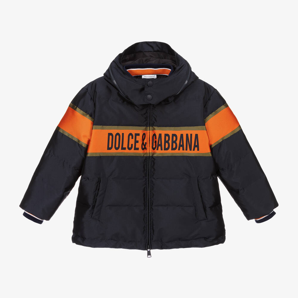 Dolce Gabbana Doudoune bleue avec logo Childrensalon Outlet