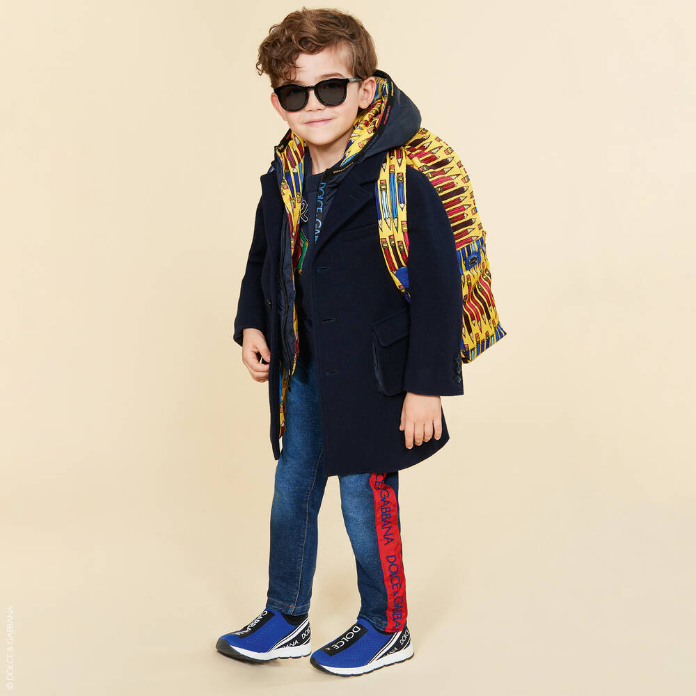 Dolce & Gabbana 青 ピーコート　新品 Dolce & Gabbana - Blue Logo Slip-On Trainers | Childrensalon