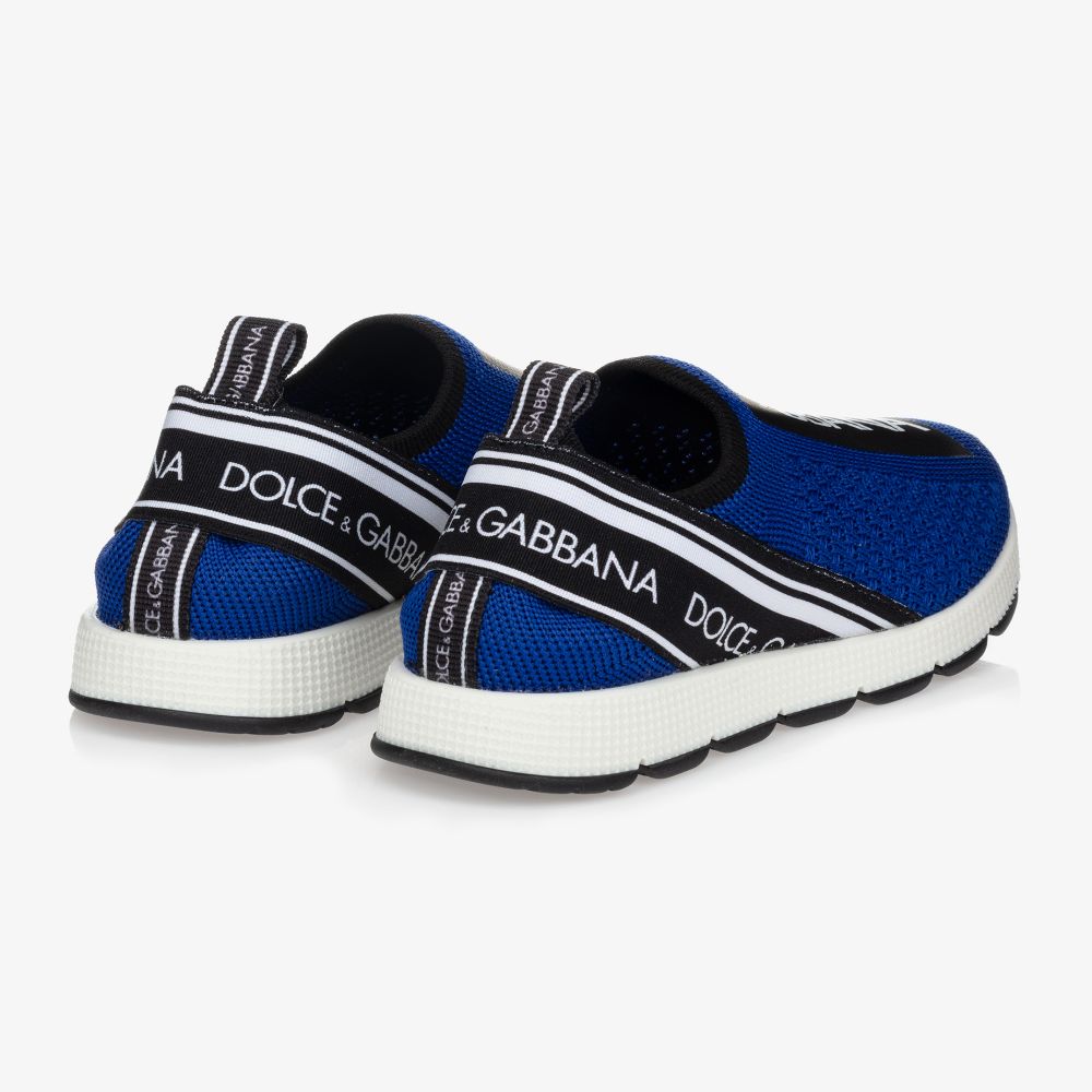 Dolce & Gabbana-Blue Logo Slip-On Trainers | Childrensalon Outlet
