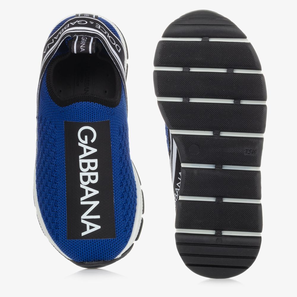 Dolce & Gabbana-Blue Logo Slip-On Trainers | Childrensalon Outlet