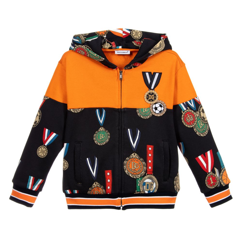 Dolce & Gabbana - Сине-оранжевая худи с логотипом | Childrensalon