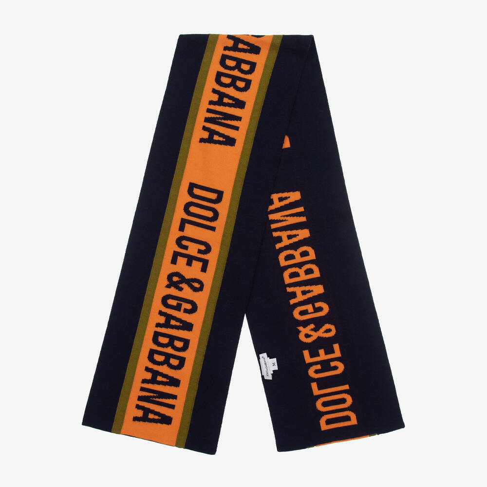 Dolce & Gabbana - Blue & Orange Wool Logo Scarf