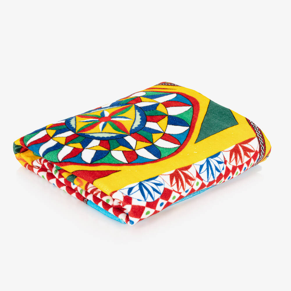 Dolce & Gabbana-Красного-голубое хлопковое полотенце с принтом Carretto (144см) | Childrensalon Outlet