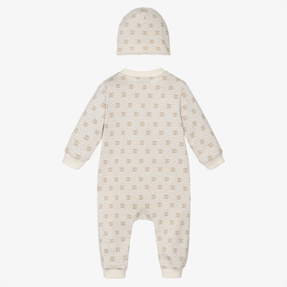 Dolce & Gabbana-Boy's Cream & Tan Logo Playsuit Ensemble | Childrensalon Outlet