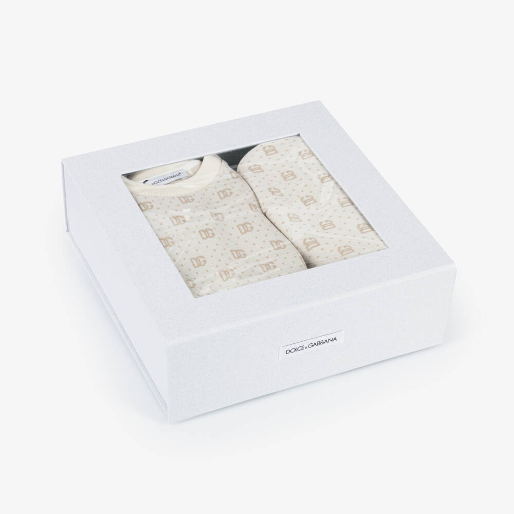 Dolce & Gabbana-Boy's Cream & Tan Logo Playsuit Ensemble | Childrensalon Outlet