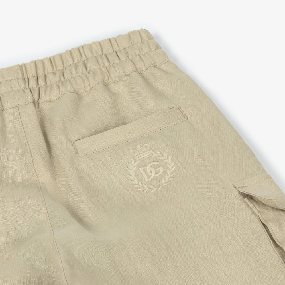 Dolce & Gabbana-Boy's Summer-Ready Linen Cargo Shorts | Childrensalon Outlet