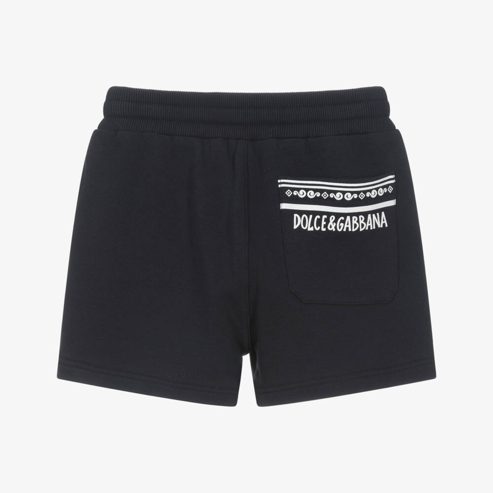 Dolce & Gabbana-Boys Azure Cotton Knit Shorts | Childrensalon Outlet