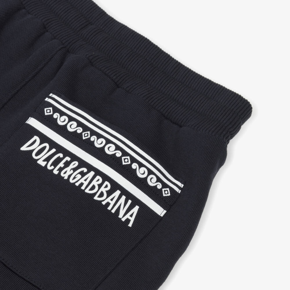 Dolce & Gabbana-Boys Azure Cotton Knit Shorts | Childrensalon Outlet