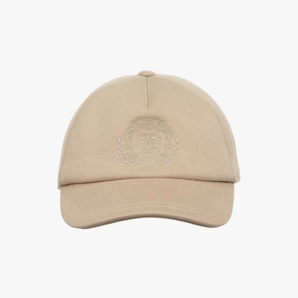 Dolce & Gabbana-Boys Beige Cotton DG Logo Cap | Childrensalon Outlet
