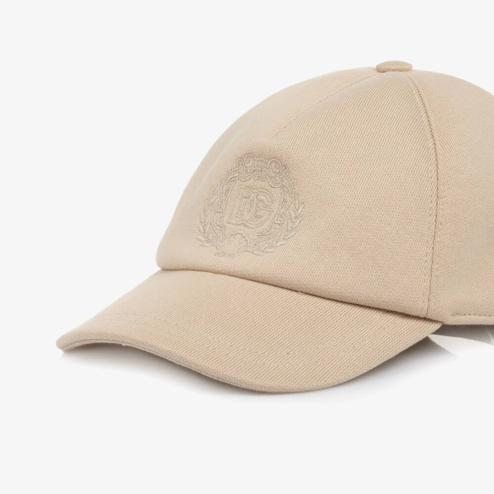 Dolce & Gabbana-Boys Beige Cotton DG Logo Cap | Childrensalon Outlet