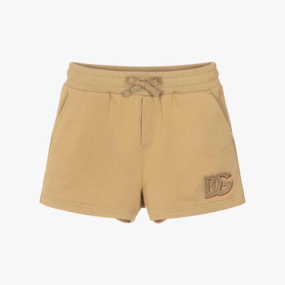 Dolce & Gabbana-Boys Beige Cotton Jersey Drawstring Shorts | Childrensalon Outlet