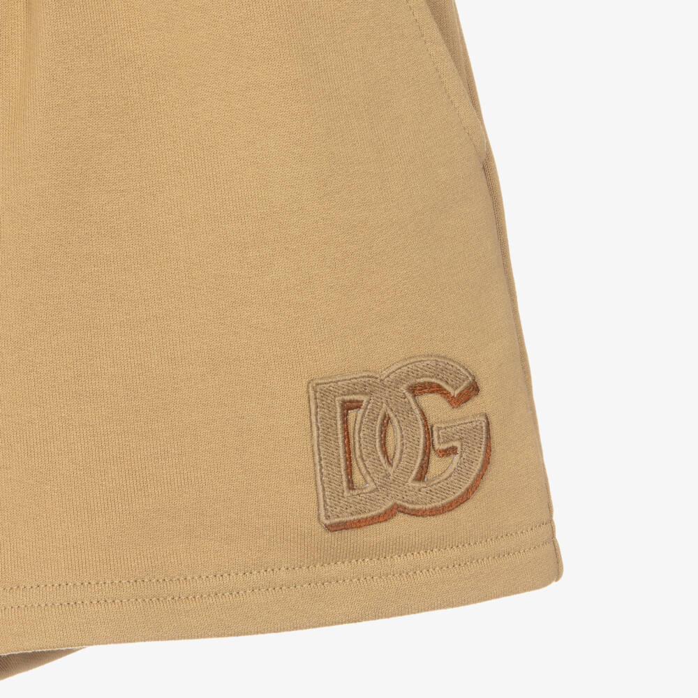 Dolce & Gabbana-Boys Beige Cotton Jersey Drawstring Shorts | Childrensalon Outlet