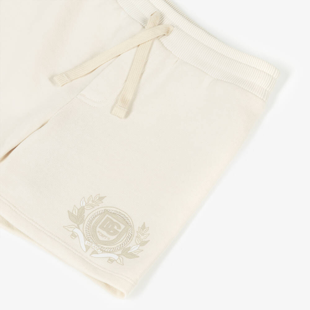 Dolce & Gabbana-Boys Beige Cotton Logo Shorts | Childrensalon Outlet