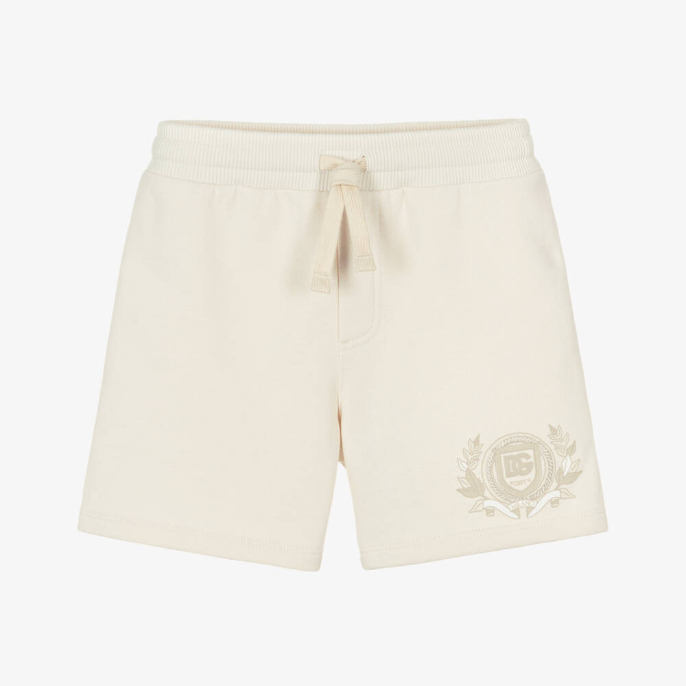 Dolce & Gabbana-شورت قطني بيج للأولاد بشعار الماركة | Childrensalon Outlet
