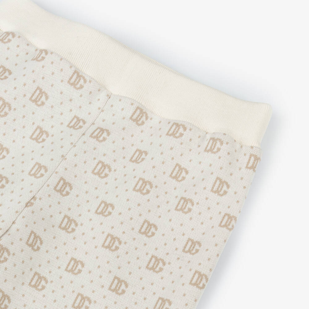 Dolce & Gabbana-بنطلون قطني بيج بشعار للأولاد | Childrensalon Outlet